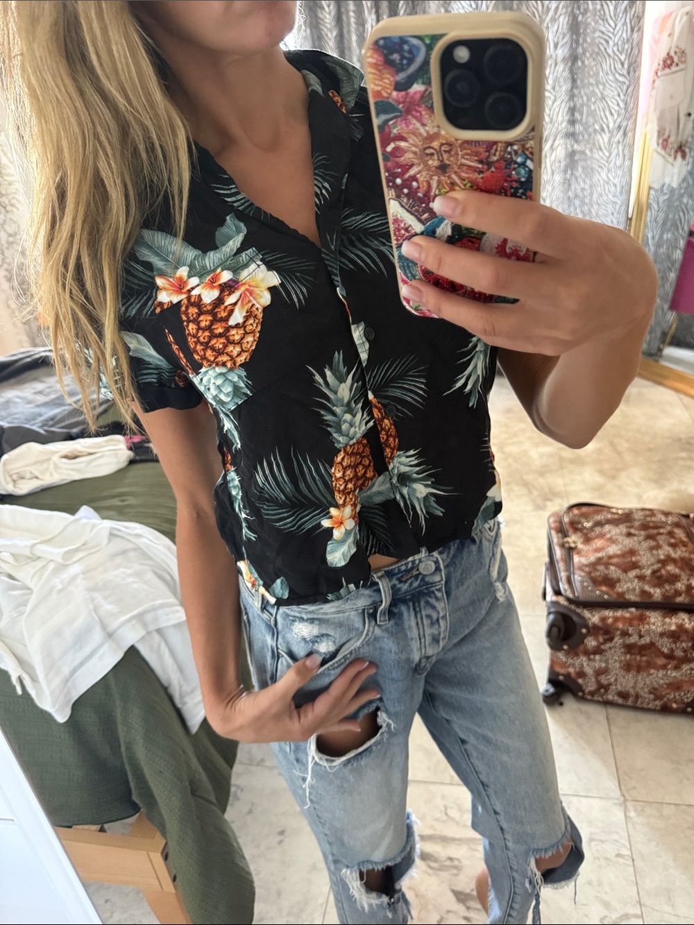 Jay Jays Hawaiian Pineapple Polo Crop top